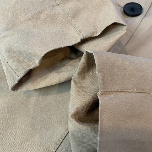 Everlane Swing Trench Coat XS Khaki Beige Jacket Short Body Cotton Preppy B9 - Picture 9 of 10